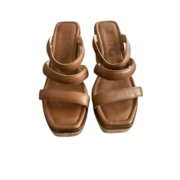 Jimmy Choo Brown Leather Athenia Wedge Sandals  37.5 - Picture 5 of 8